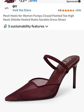 Qi Burgundy Pointed Mesh Stiletto Mule